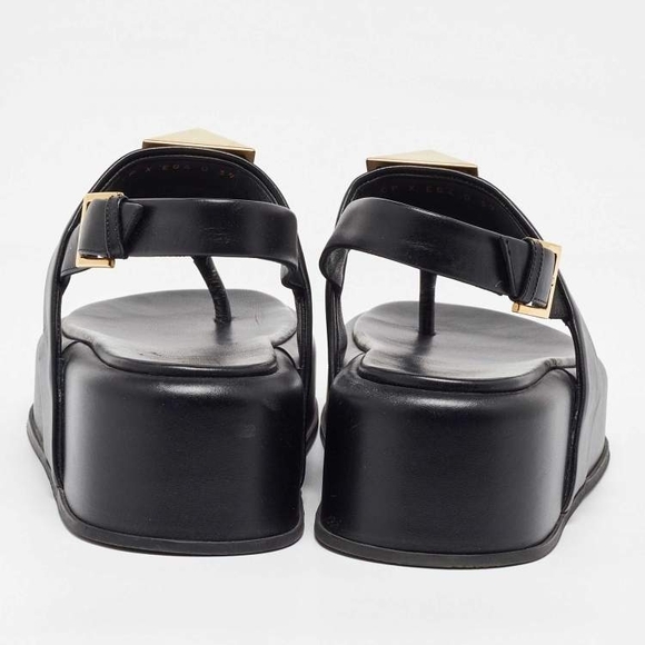 ValentinoValentino Black Leather One Stud Platform Sandals - Picture 6 of 6
